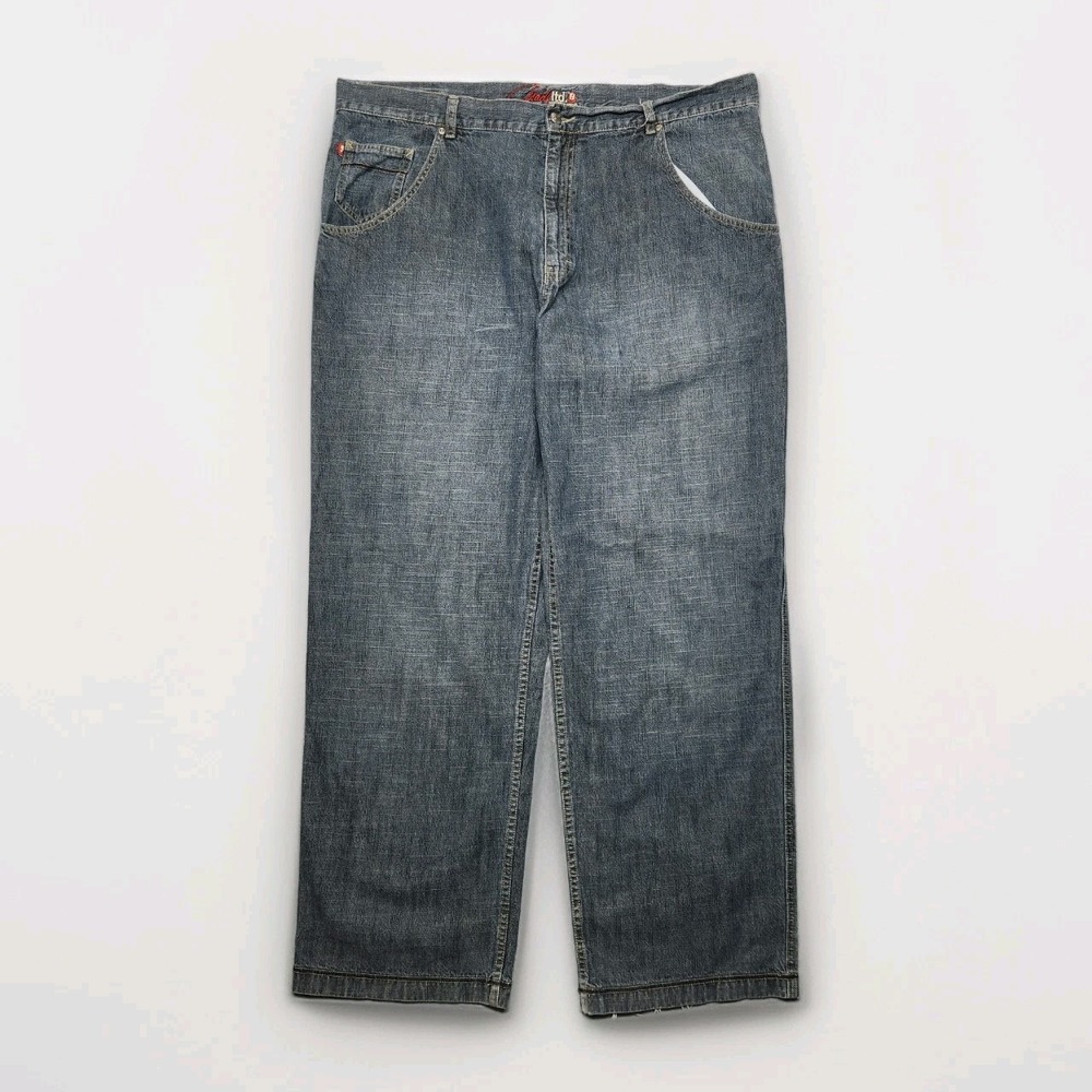 VINTAGE‎ Shady LTD Jeans 40x34 Blue Wide Leg Baggy Hip Hop Street Distressed Y2K